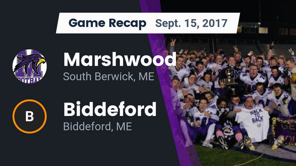 Watch this highlight video of the Marshwood (South Berwick, ME) football team in its game Recap: Marshwood  vs. Biddeford  2017 on Sep 8, 2017