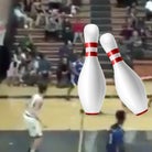 Video: Defenders fall like bowling pins